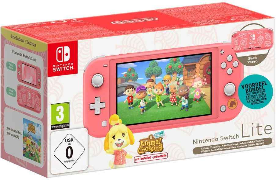Nintendo Switch Lite (Coral) Animal Crossing New Horizons Isabelle Aloha Edition - Nintendo Switch