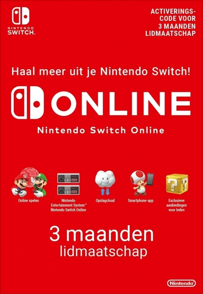 Nintendo Switch Online Lidmaatschap 3 maanden