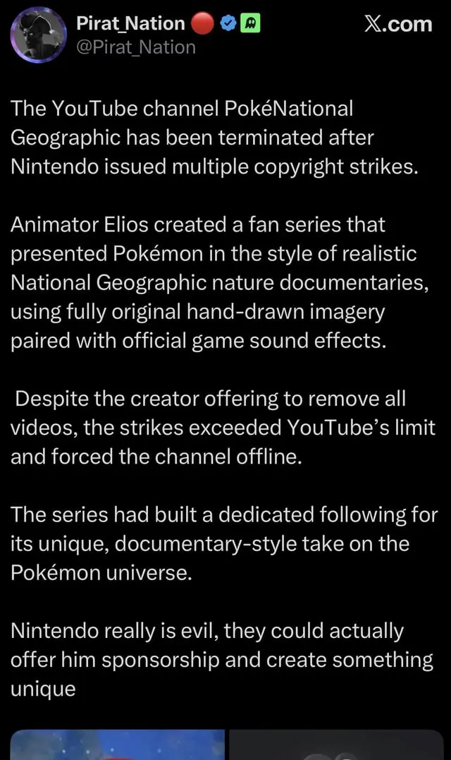 PokéNational Geographic YouTube-kanaal beëindigd door Nintendo