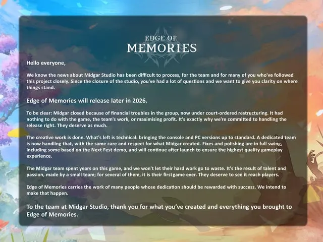 Edge of Memories: Gevolgen van de Sluiting van Midgar Studio voor de Release